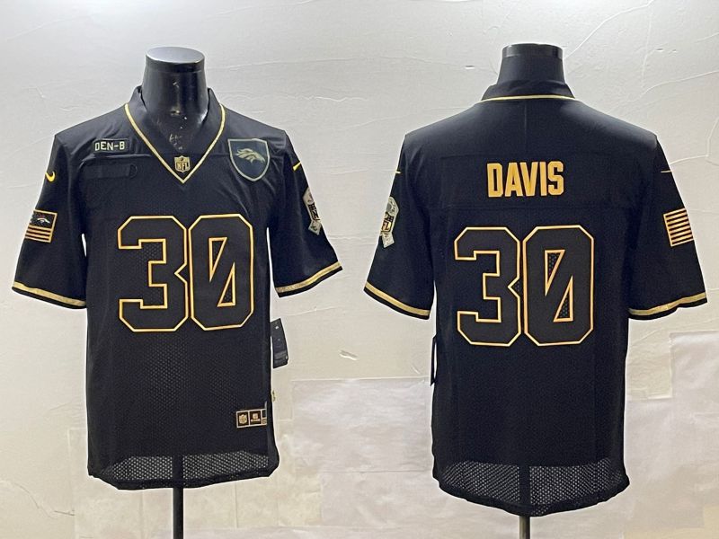 Men Denver Broncos #30 Davis Black Gold 2025 Nike Limited NFL Jersey style 1